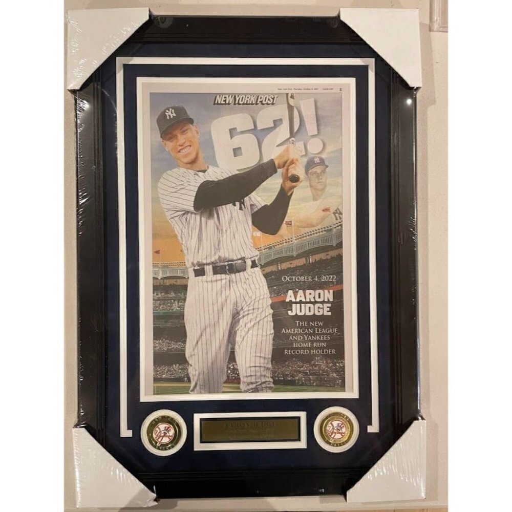 Aaron Judge 62 home runs record Framed 11x14 Newspaper New York Post NY Yankees
